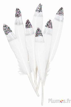 Gans Silberspitze Glitzer mehrfarbig - 12-17 cm - weiß-creme